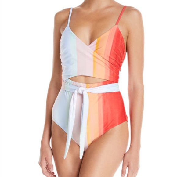 Mara Hoffman Rainbow Isolde Wrap Swimsuit - Large - Picture 3 of 4